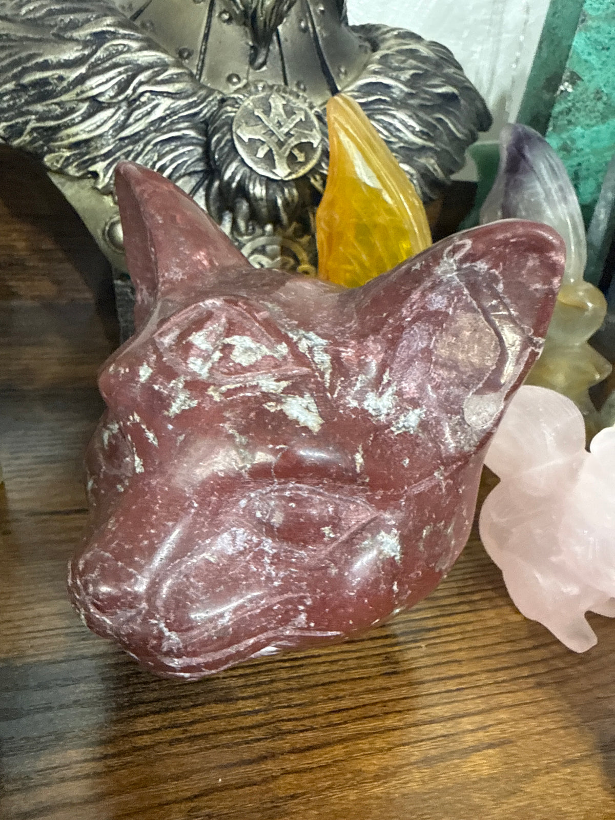 Red Jasper 3rd Eye Cat carving