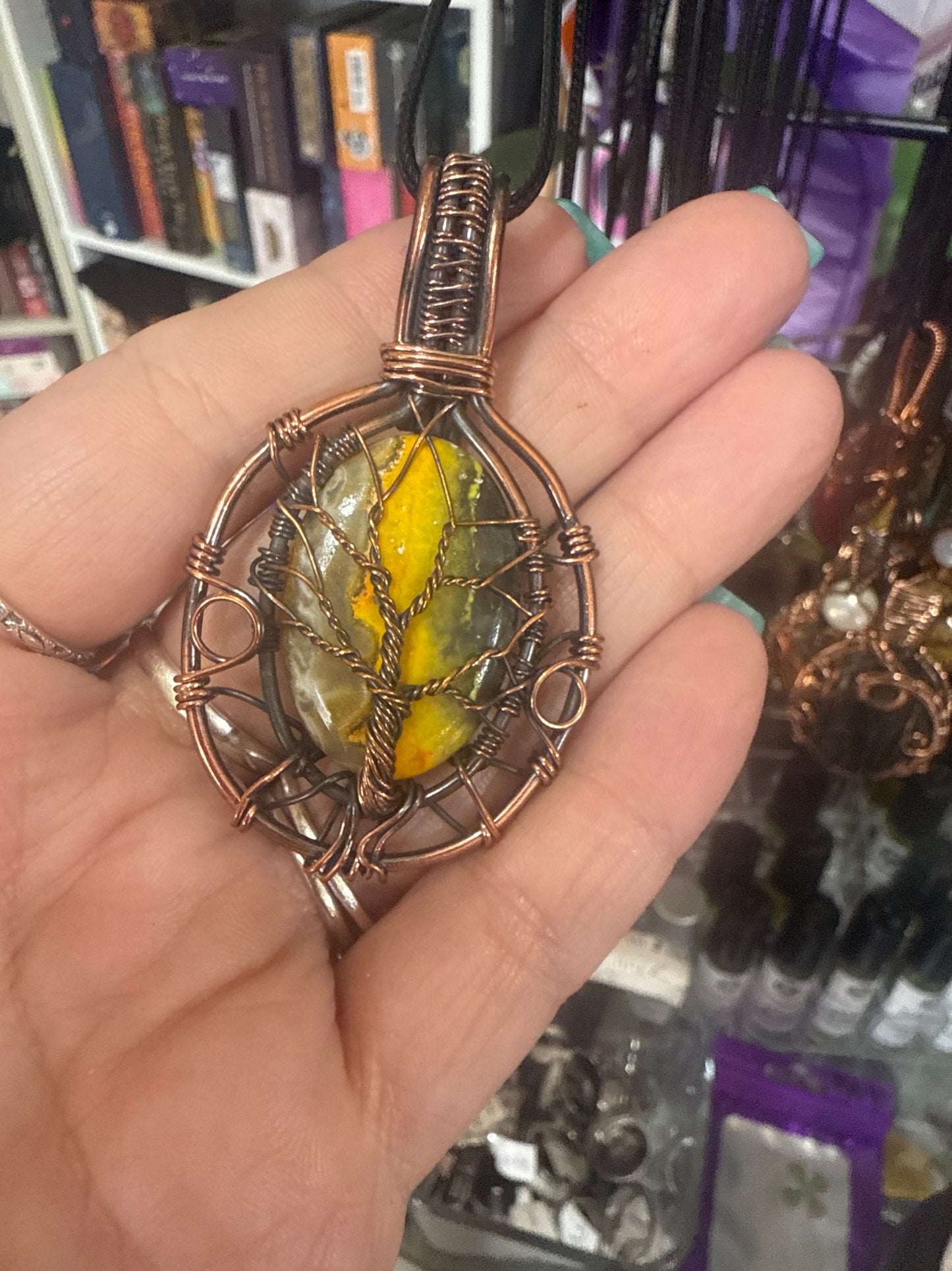 BumbleBee Jasper Wire Wrapped Pendant