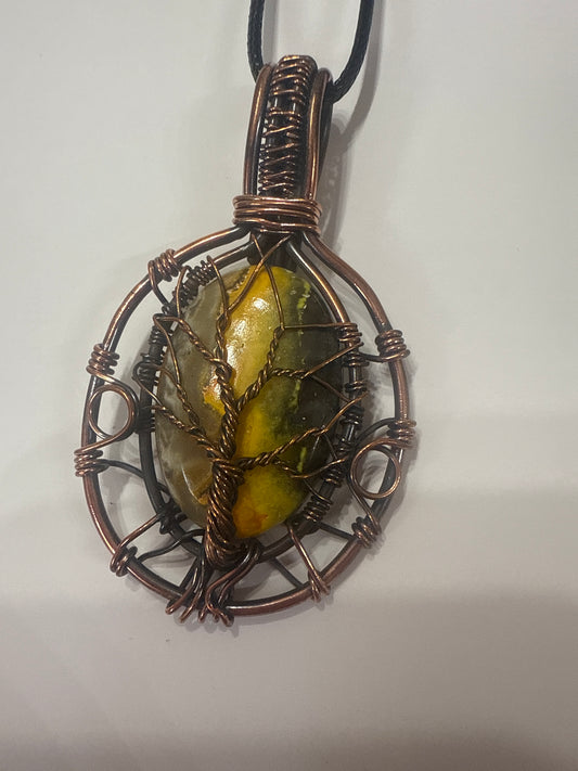 BumbleBee Jasper Wire Wrapped Pendant