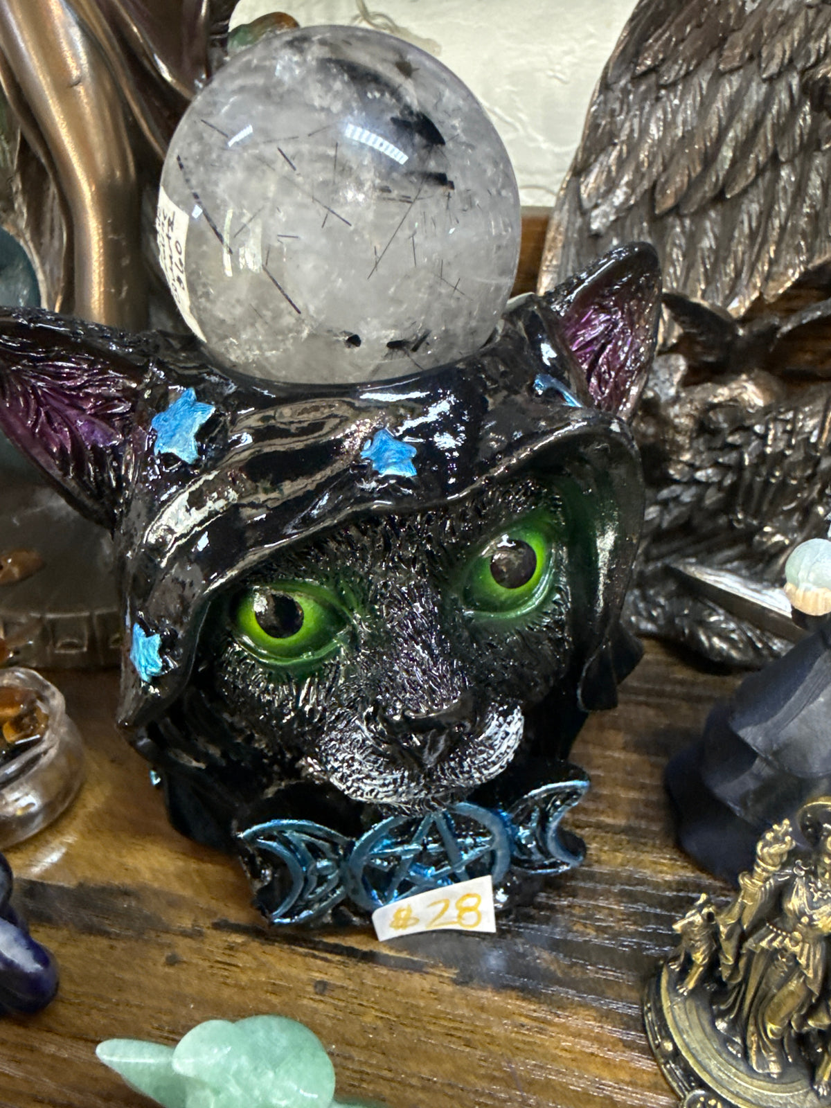 Witchy Cat Sphere Holder