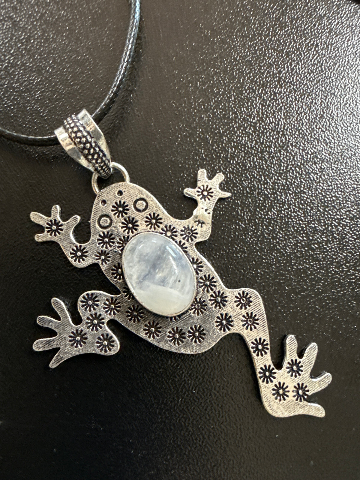 Moonstone Frog Pendant