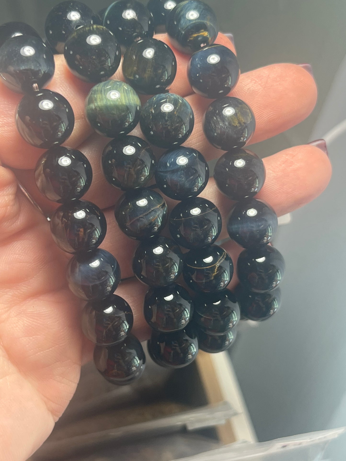 Large Bead Blue Tigers Eye Bracelet