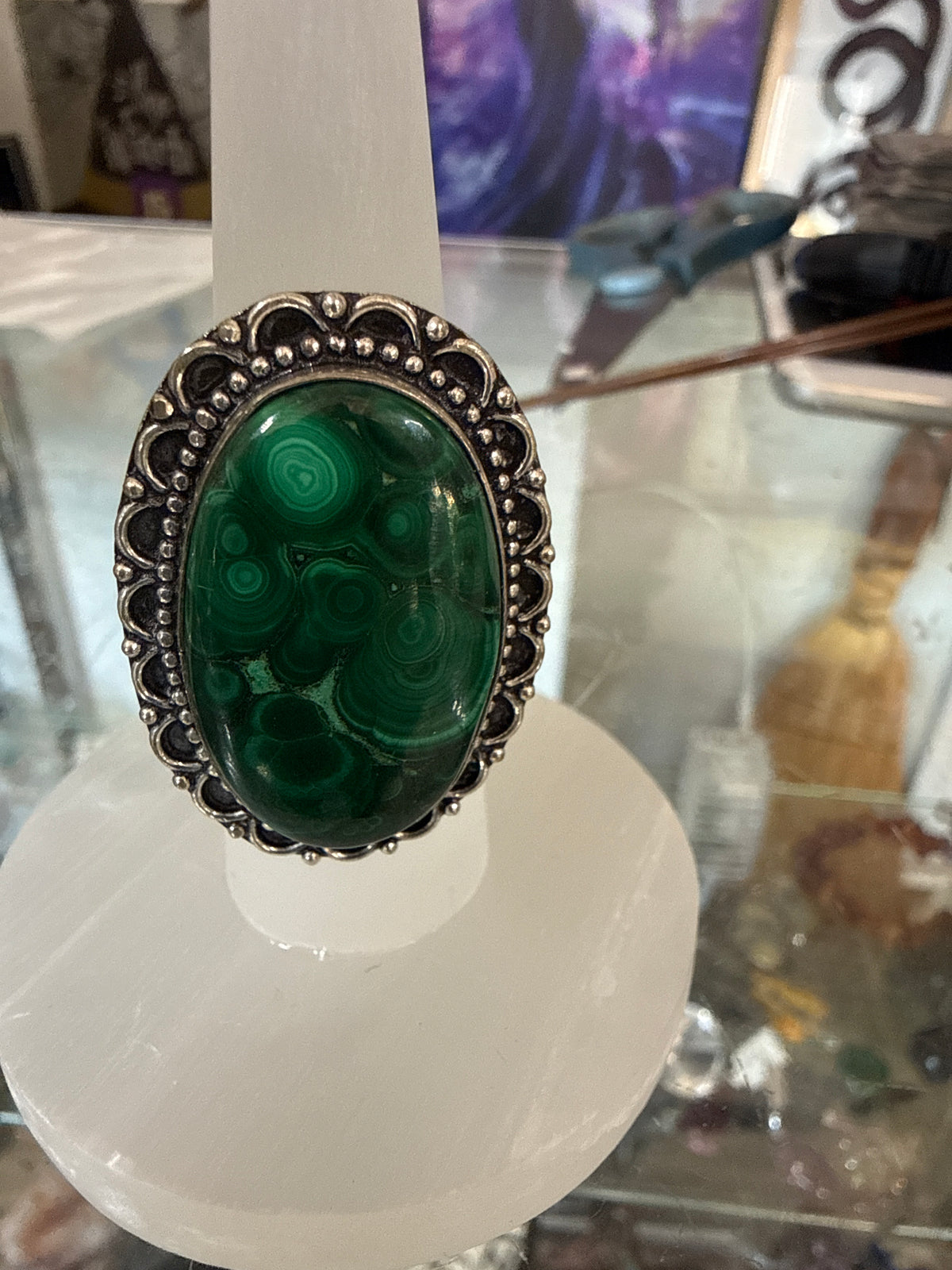 Malachite Ring size 8