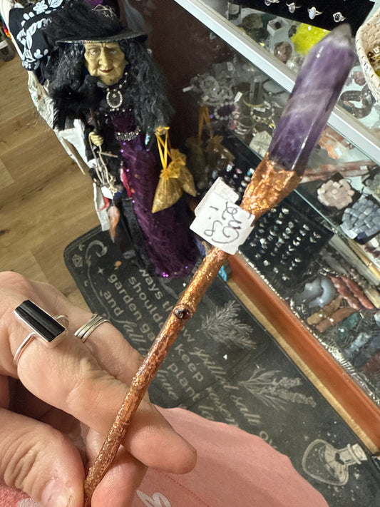Amethyst and Garnet Copper Wand