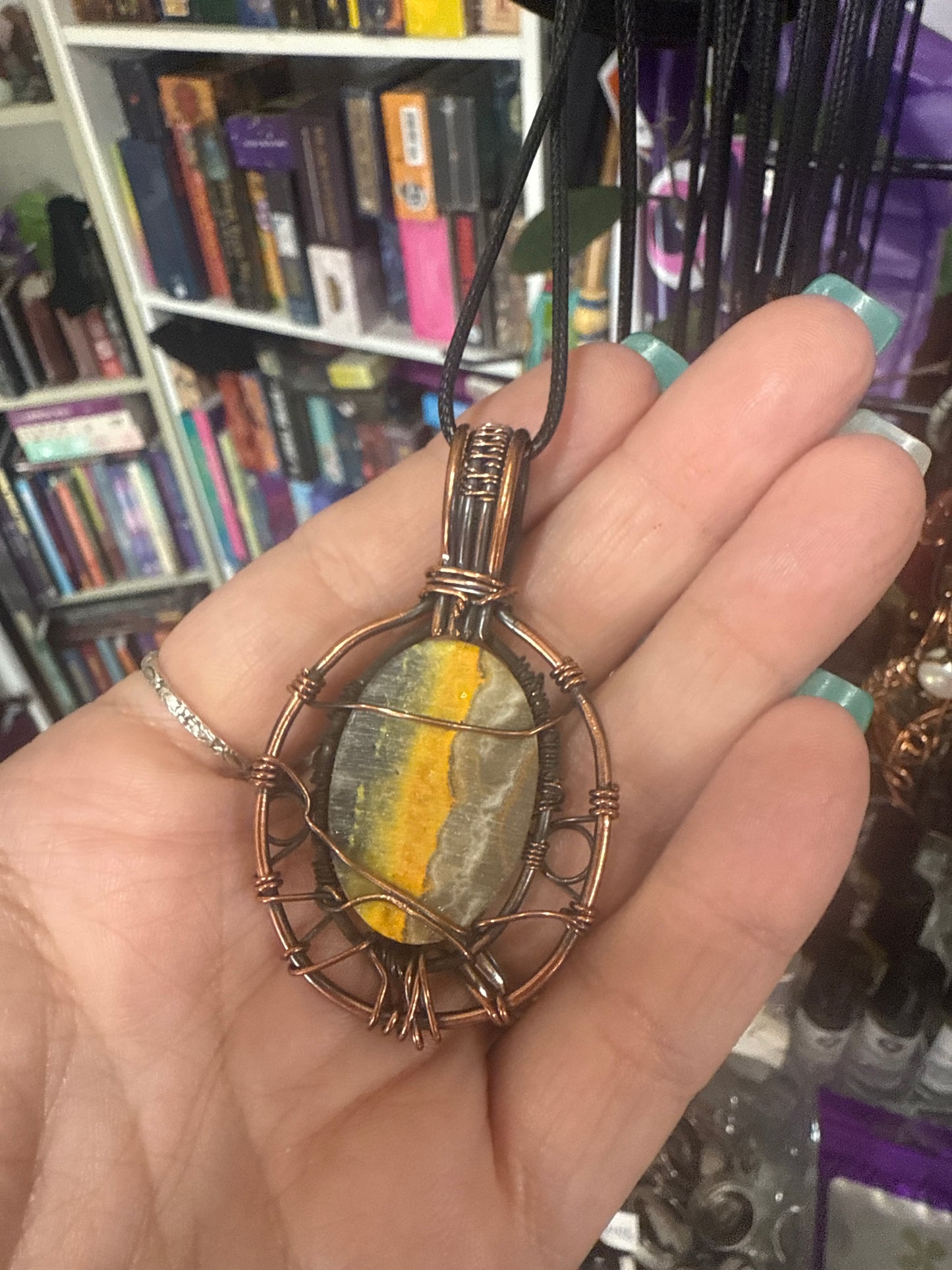 BumbleBee Jasper Wire Wrapped Pendant