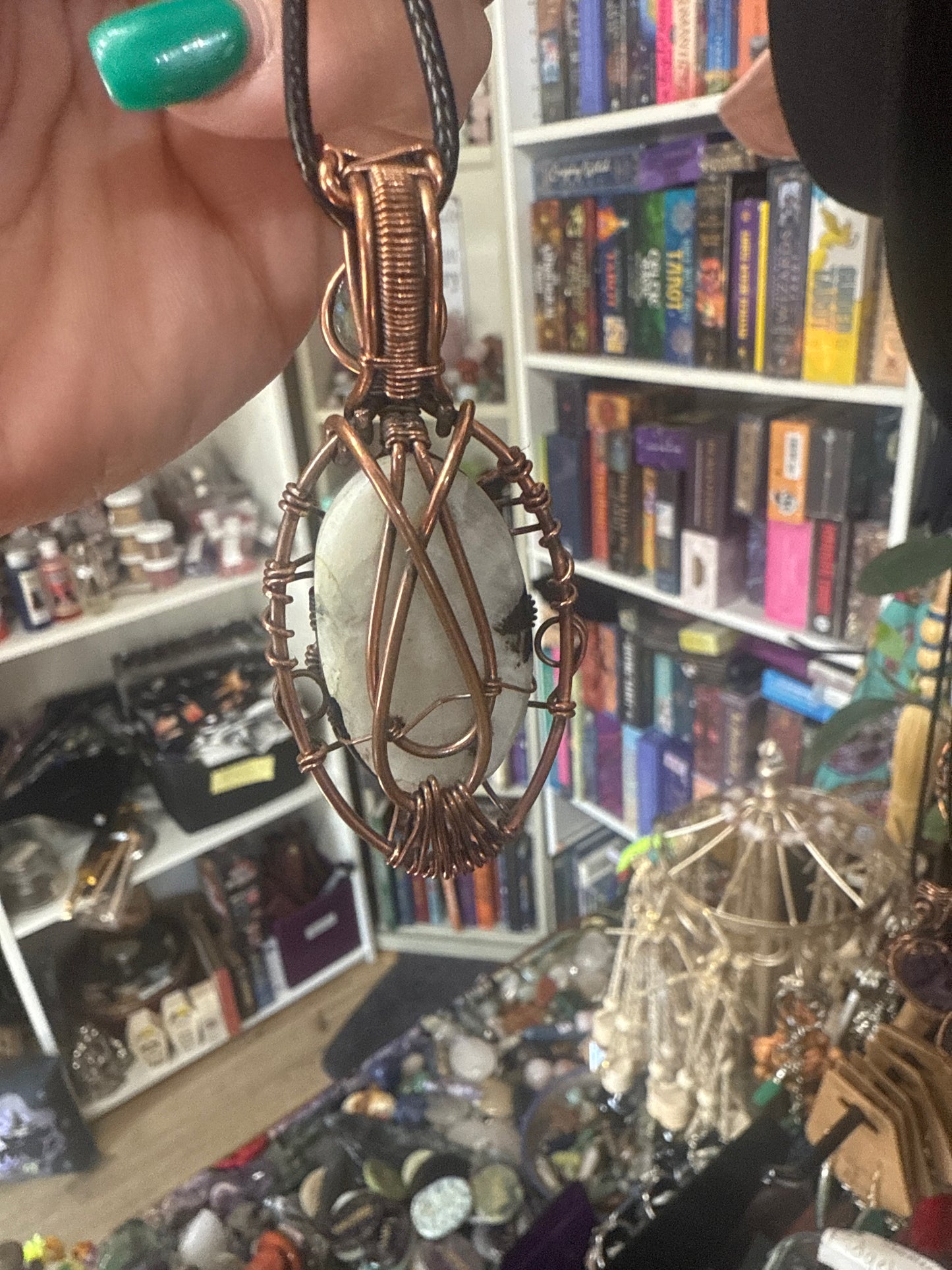 Moonstone and Labradorite Wire Wrap Pendant