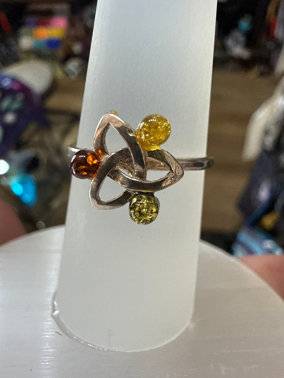 Baltic, Citrine and Green Amber Ring 9